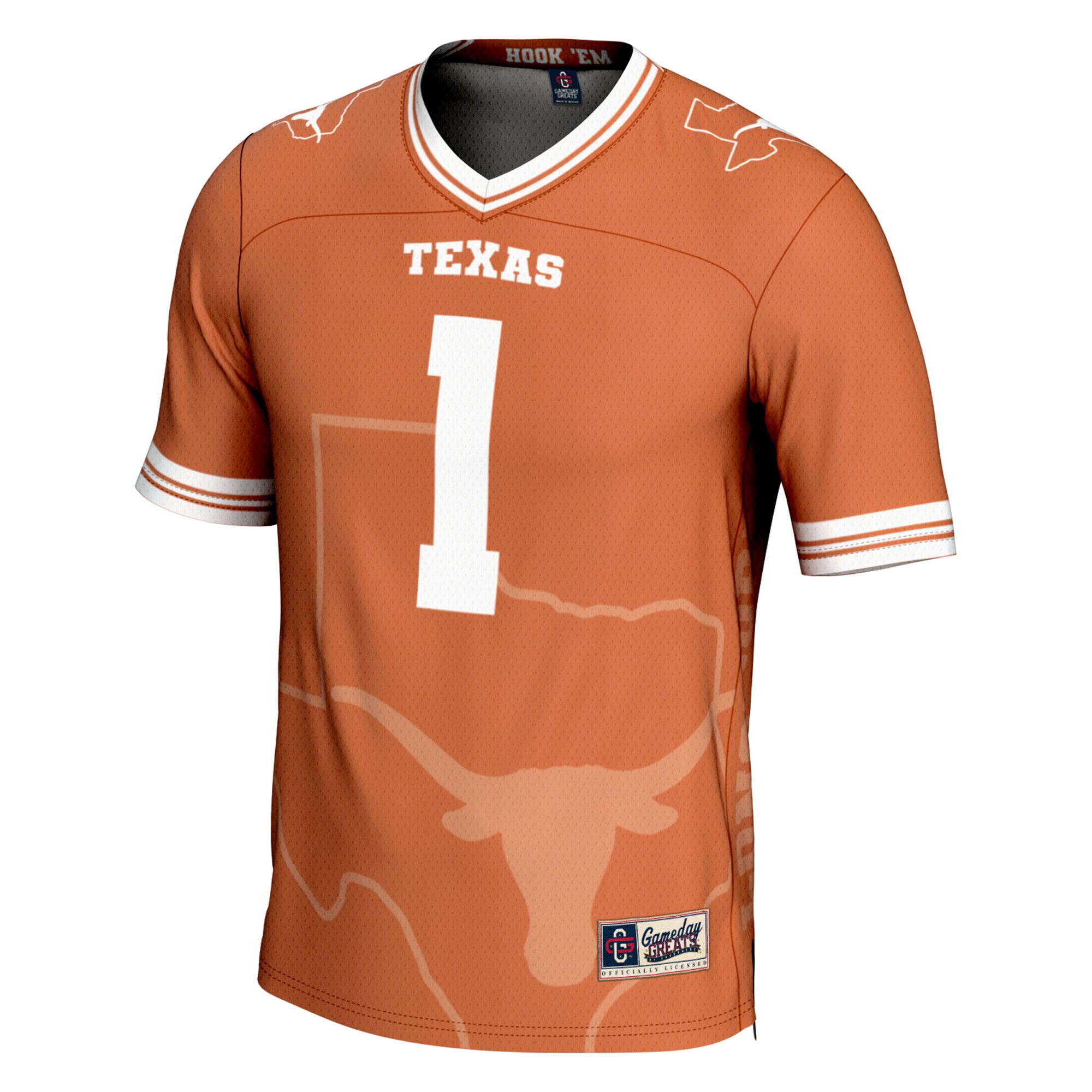 [DDG] Texas Longhorns GameDay Greats Youth Icon Print Football Fashion Jersey - Texas Orange