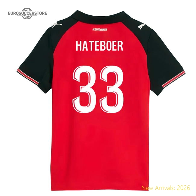 Premium 2025-2026 Stade Rennais Home Shirt (Kids) (Hateboer 33)