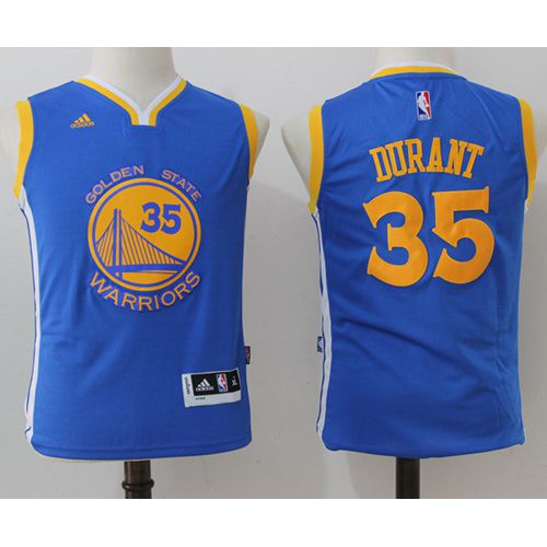 Golden State Warriors #35 Kevin Durant Blue Stitched Youth NBA Jersey Youth