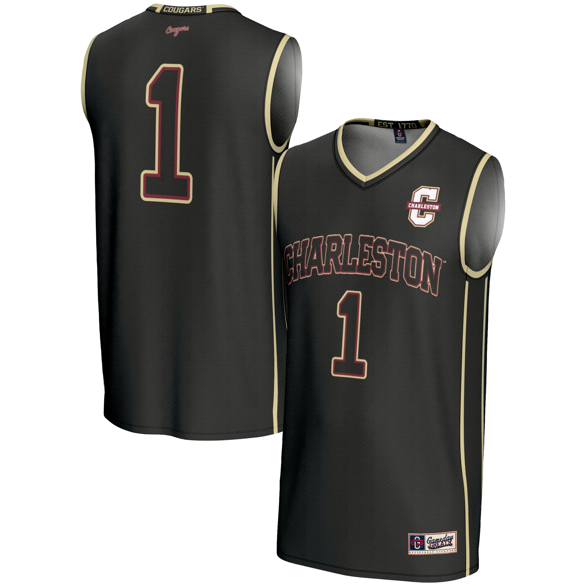 Charleston Cougars GameDay Greats Youth #1 Basketball Jersey - Black