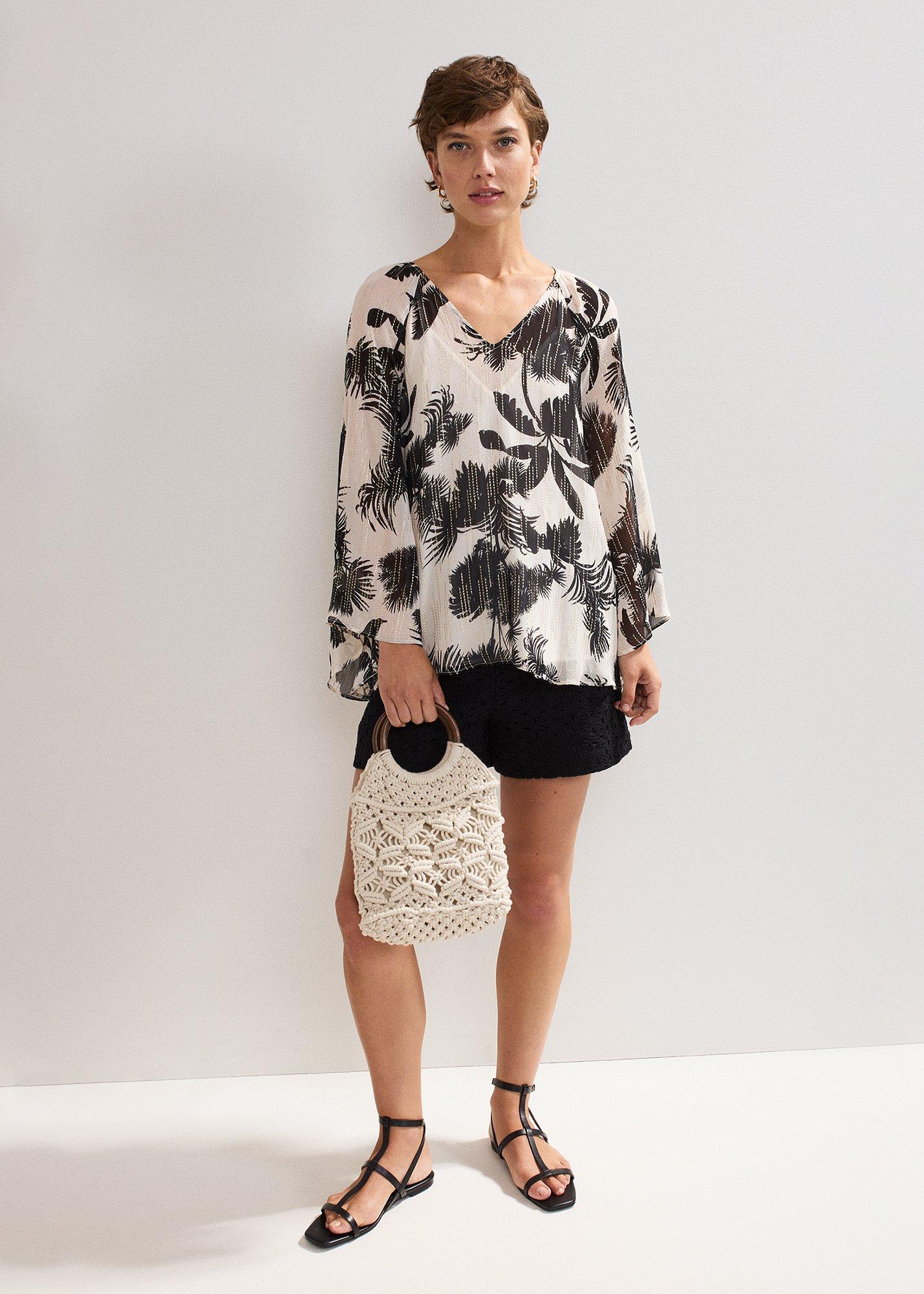 Simi Palm Print Filcoupe Blouse