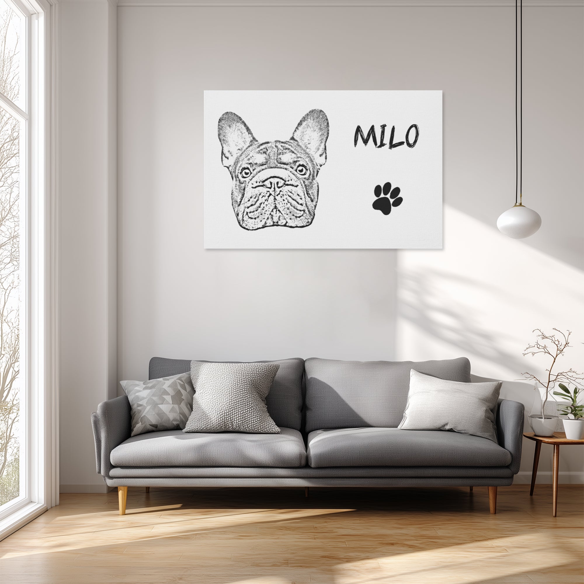 French Bulldog Soot Personalized Adorable Frenchie Canvas Wall Art Durable Dog Item