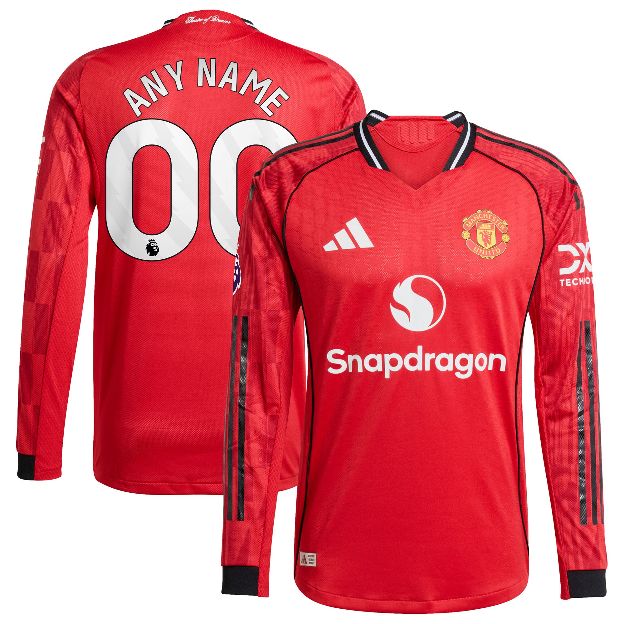 [SJH] Manchester United Home 2025/26 Custom Authentic Long Sleeve Jersey - Red