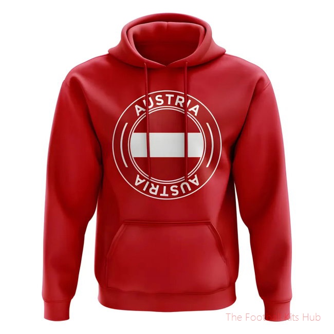 Men Austria Football Badge Hoodie (Red)