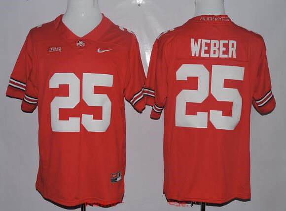 Men's OSU Buckeyes Red 2024 embroidered Mike Weber #25 alternate