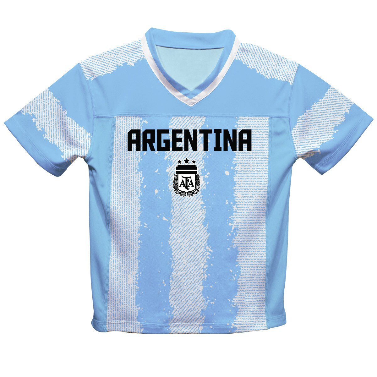 [SJH] Lionel Messi #10 Argentina National Team Vive La Fete Youth Painted Stripes Football Jersey - Light Blue