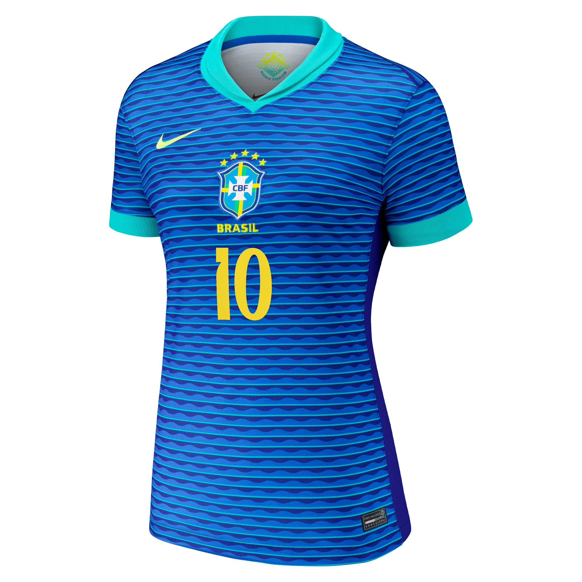 [SJH] Neymar Jr. #10 Brazil National Team Women's 2024 Away Stadium Replica Player Jersey - Blue