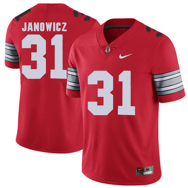 Men's OSU Buckeyes Red 2018 performance Vic Janowicz #31 away jersey