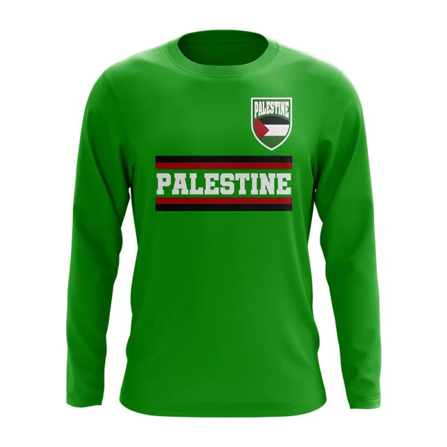 Top-Tier Palestine Core Football Country Long Sleeve T-Shirt (Green)