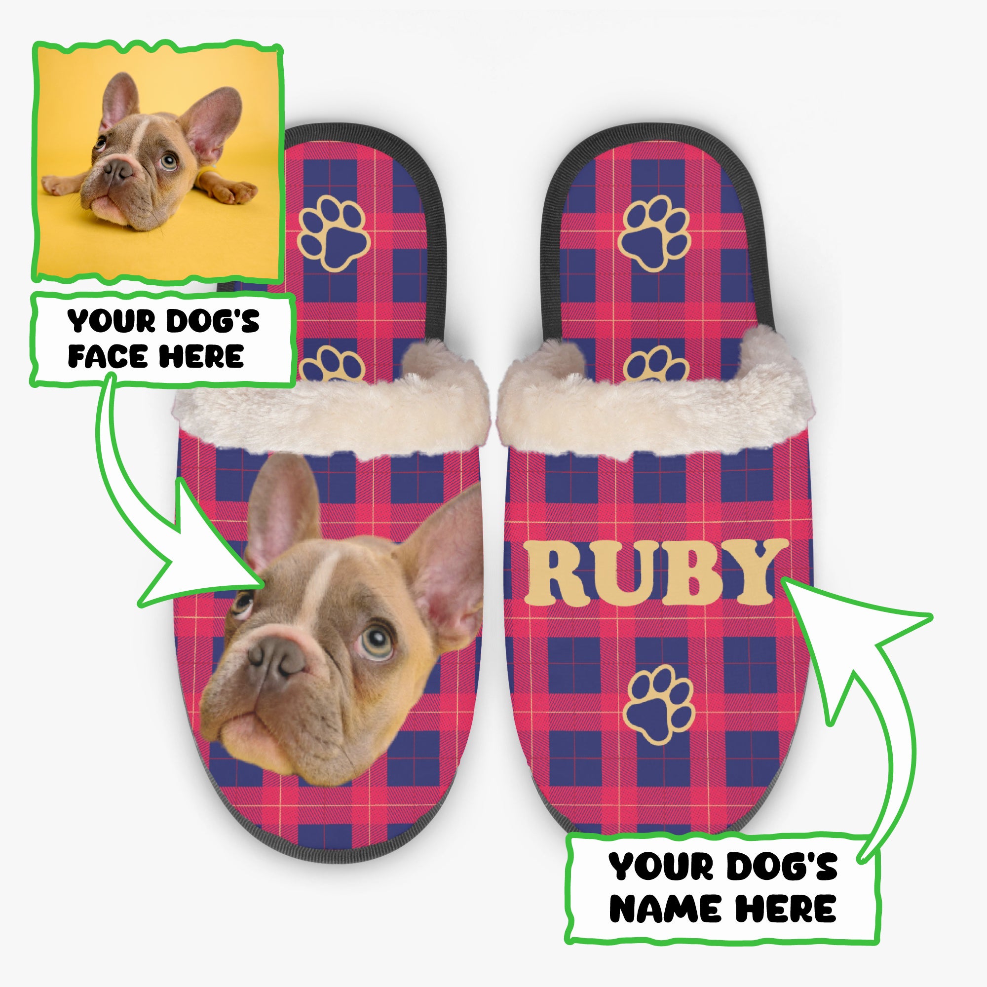 French Bulldog Ruby Personalized Cozy Winter Slippers Cozy Paw Wear