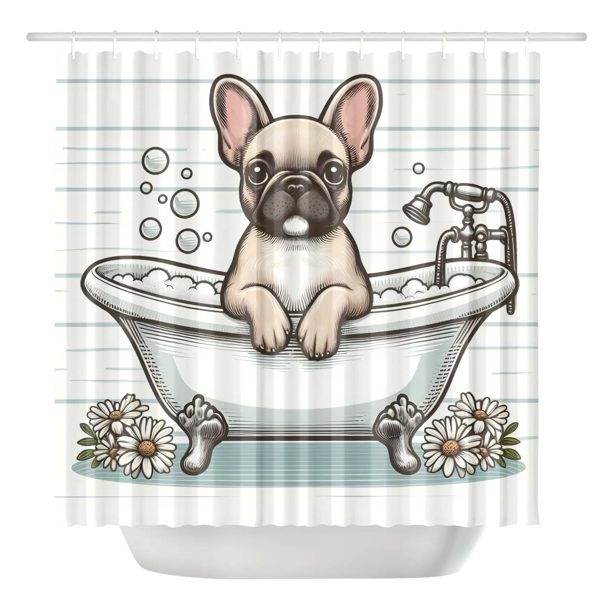 French Bulldog Penelope Shower Curtain For Frenchie Lovers Durable Dog Item