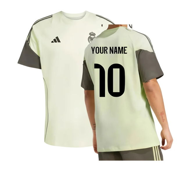 2025-2026 Real Madrid Training Tee (Almost Lime) (Your Name)