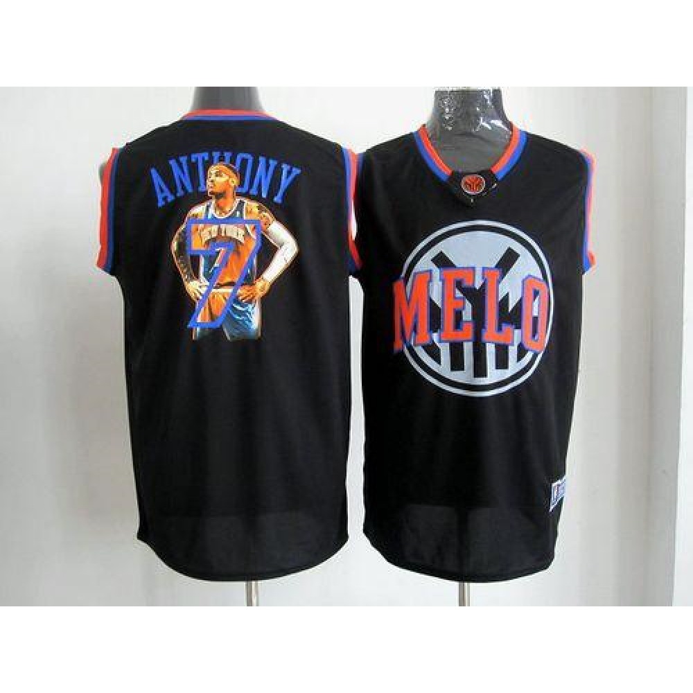 Collector's Item Performance Men's NYK #7 Carmelo Black Basketball Jersey