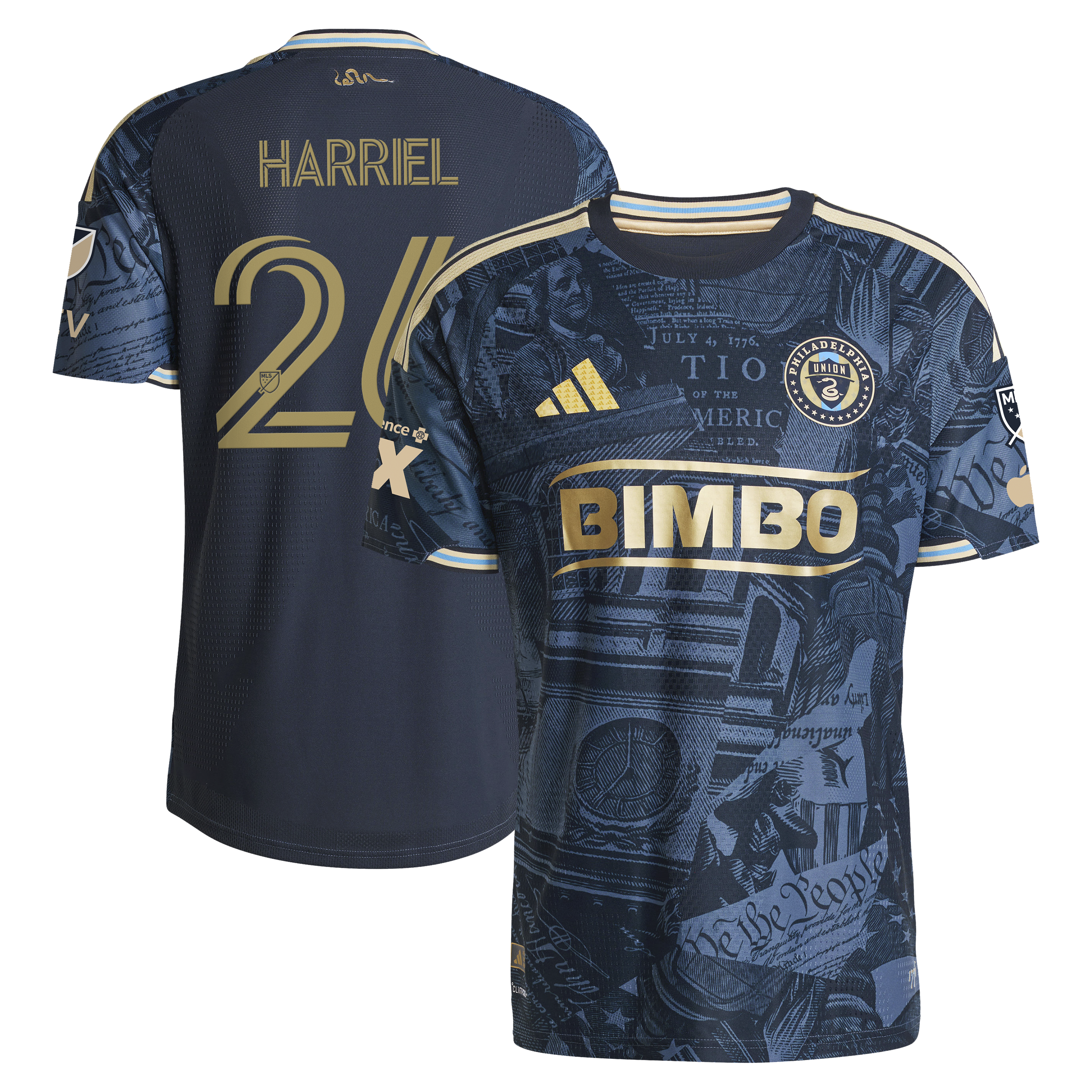 [LK] Nathan Harriel Philadelphia Union 2026 1776 Kit On-Field Authentic Patch Jersey - Navy
