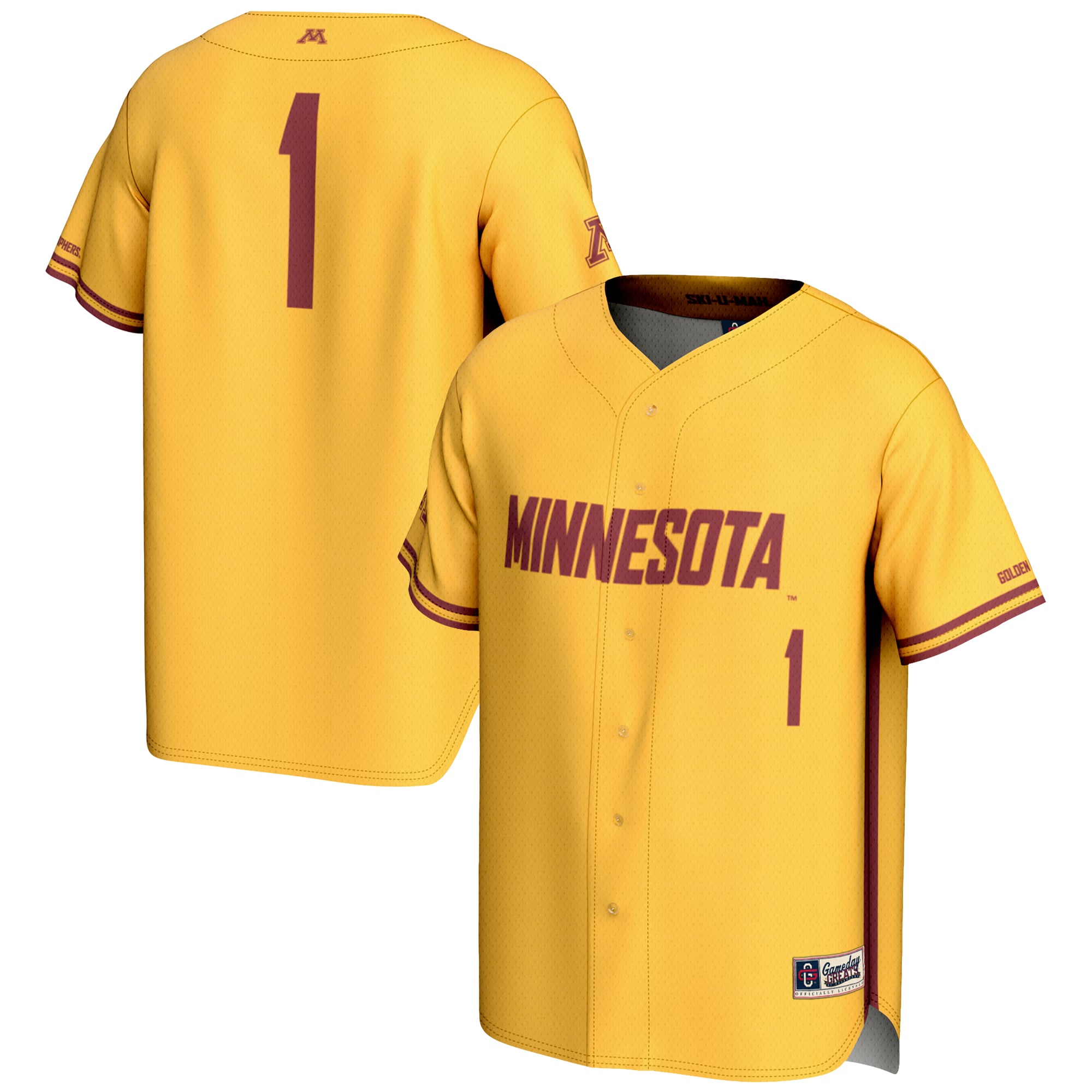 #1 Minnesota Golden Gophers GameDay Greats Youth Lightweight Baseball Jersey - Gold