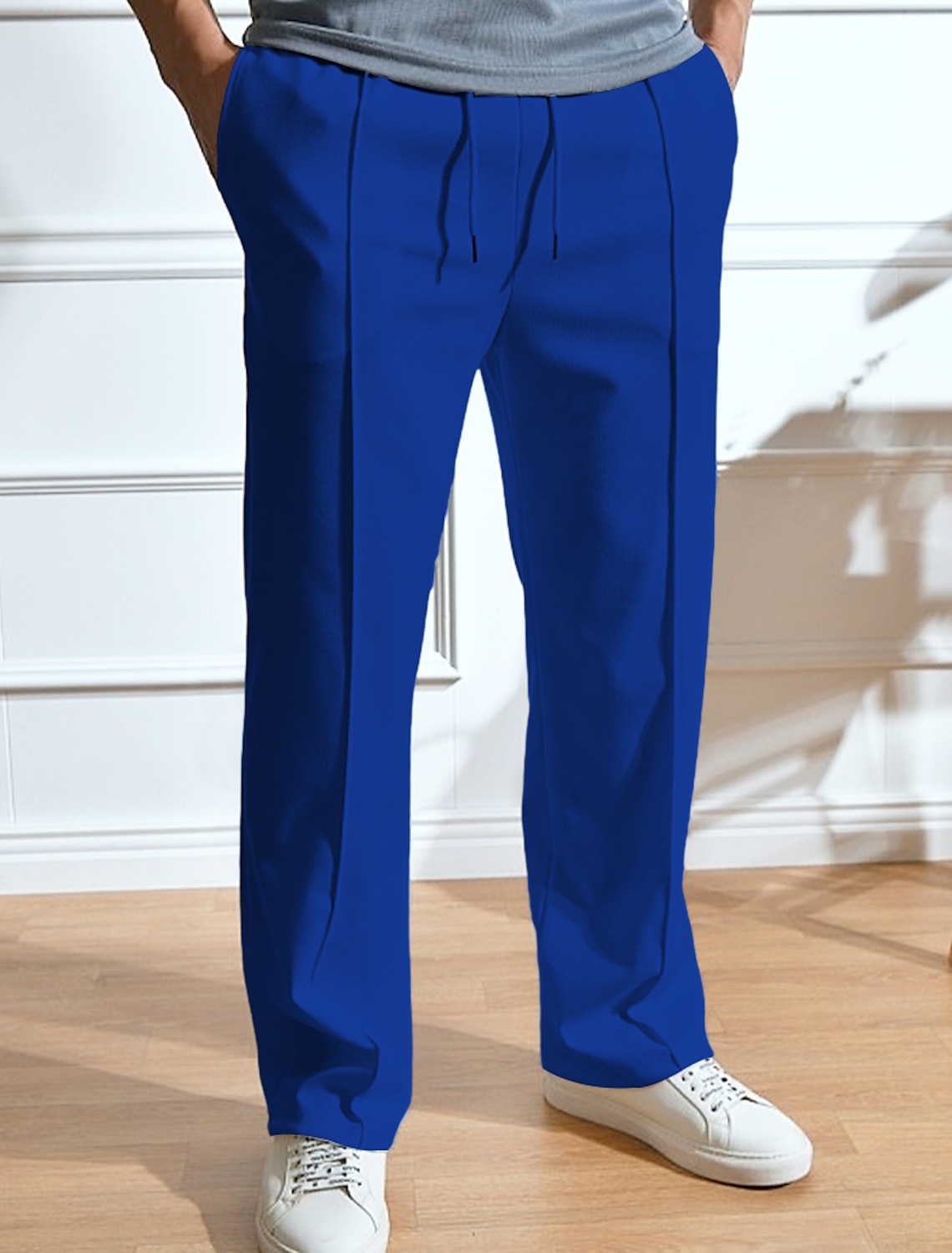 Men's Sweatpants Joggers Trousers Straight Leg Sweatpants Pleated Pants Drawstring Elastic Waist Plain Comfort Breathable Outdoor Daily Going out Fashion Casual Black White