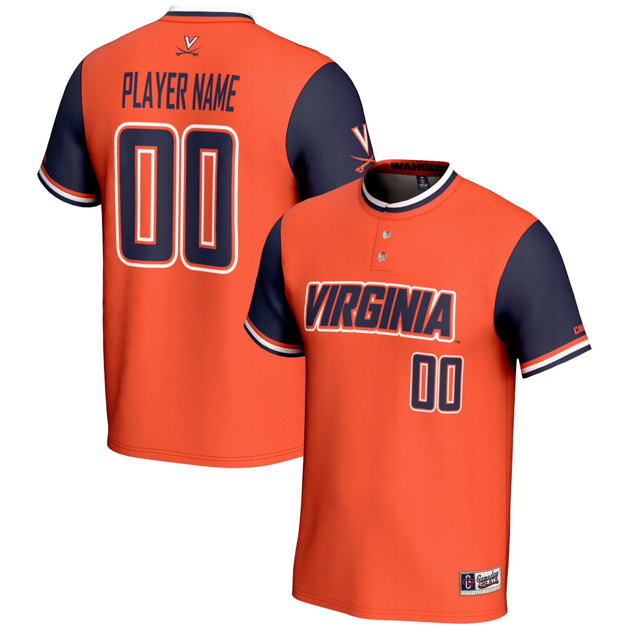 [DDG] Virginia Cavaliers GameDay Greats Youth NIL Pick-A-Player Lightweight Softball Jersey - Orange