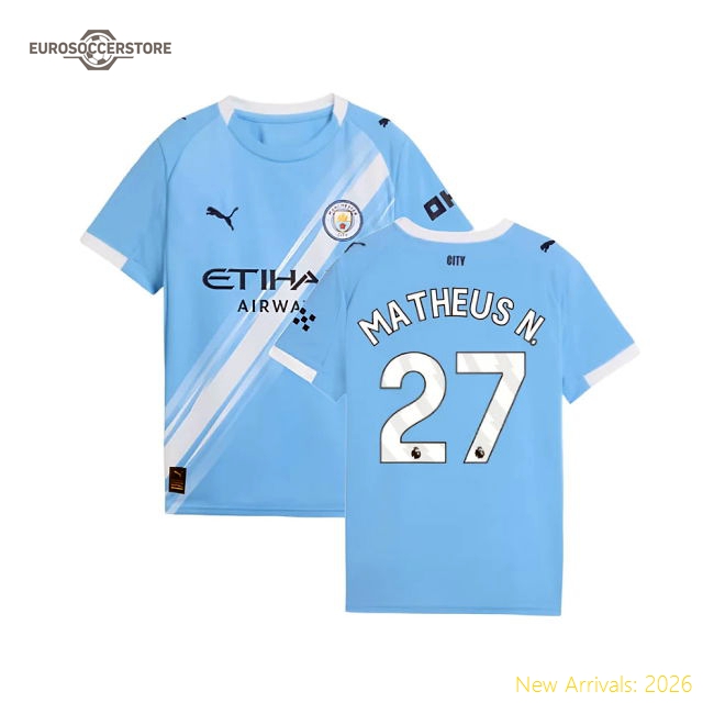 Non-toxic Kids Man City Matheus N. Jersey 2025-2026 Flexible