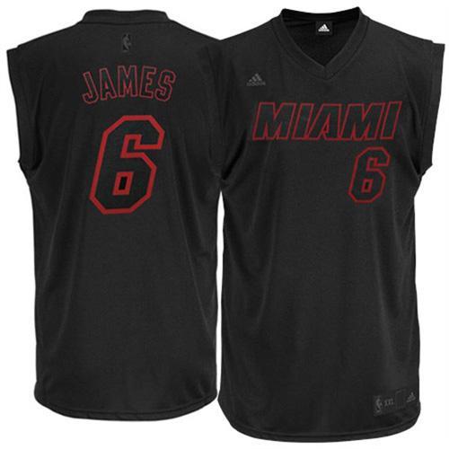 Black MIA LeBron James #6 Official Jersey Quality Premium Quality
