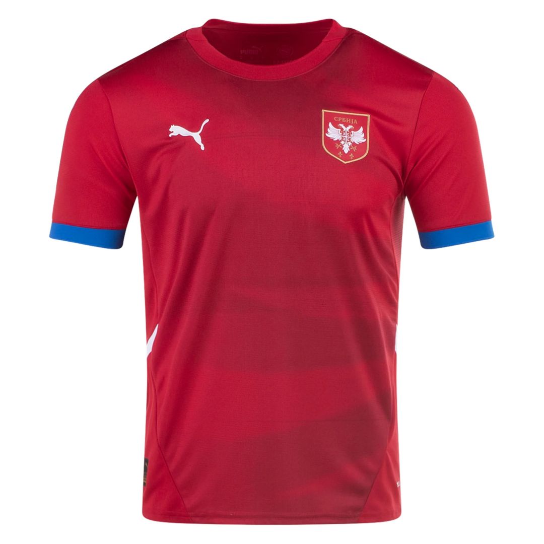 Comfort Fit Euro 2024 Serbia Home Soccer Jersey Football Shirt