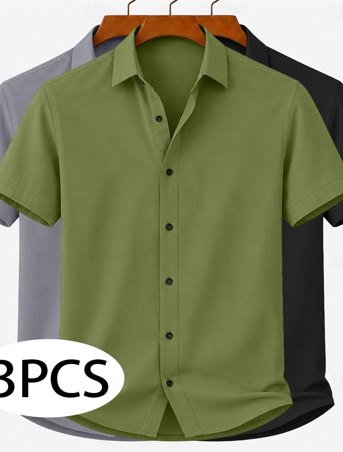 Men Shirt Casual Shirt Button Up Shirt White+Pink+Light Blue Light BLue+Green+Black BLue+Red+Black Yellow+Pink+Black Green+Gray+Black Short Sleeve Plain Shirt Collar Casual Daily Plain Clothing
