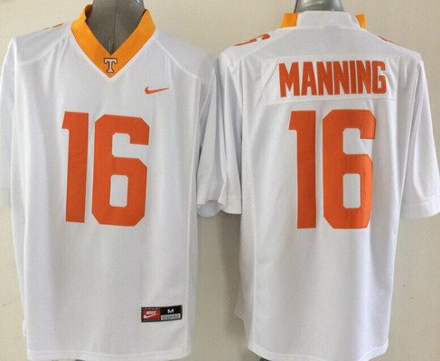 Men's None Peyton Manning #16 away jersey White 2015 authentic Jersey