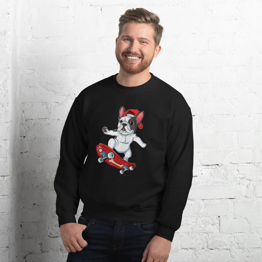 Frenchie with skiboard - Unisex Sweatshirt