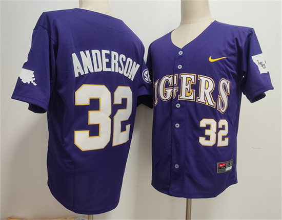 Men's LSU LA Tigers Kade Anderson #32 home jersey Purple 2025 away