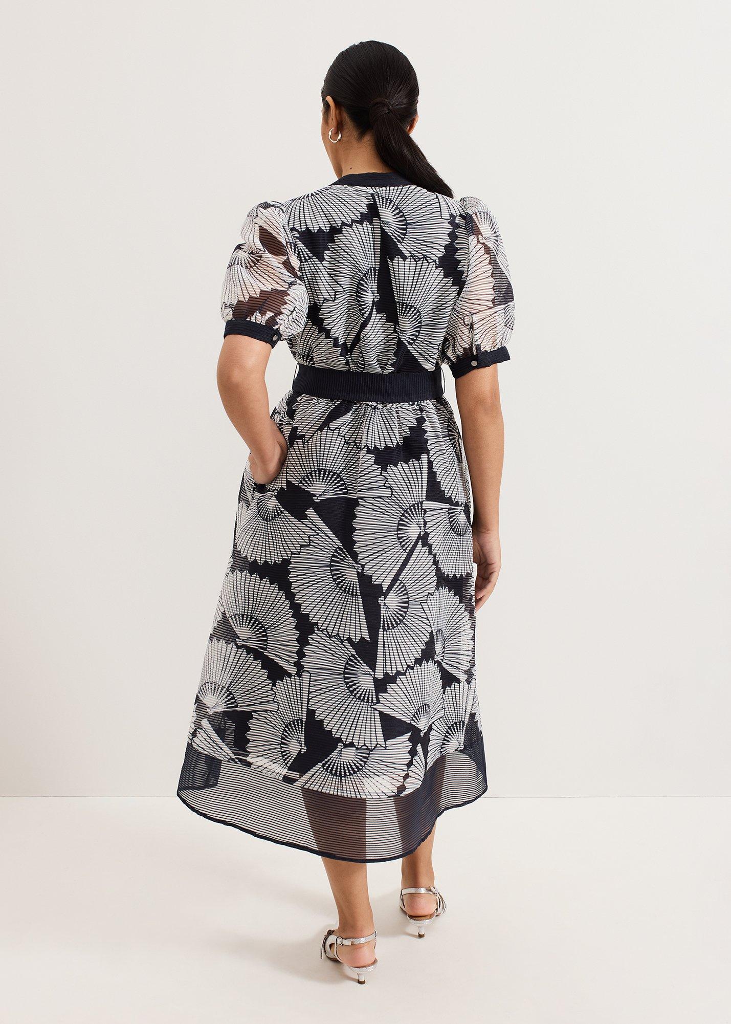 Petite Skylar Navy Print Midi Dress