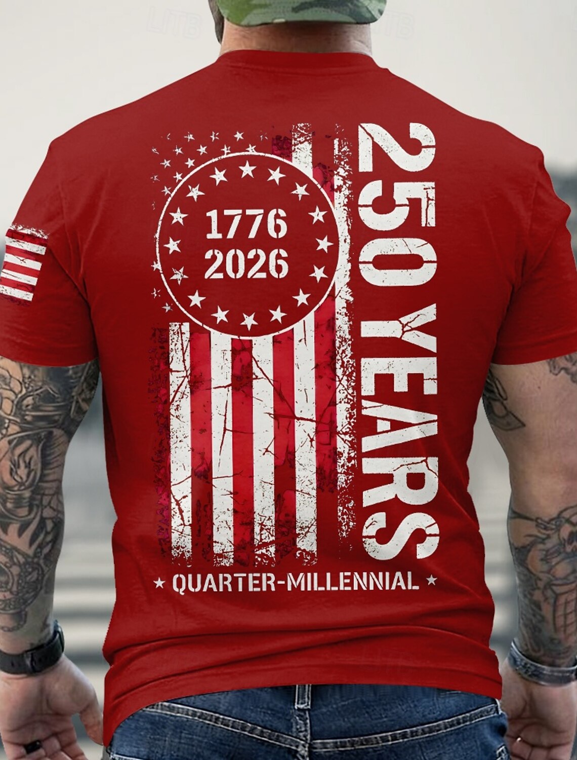 4th of July 2026 250th Memorial Day Men's 3D Print US Flag Veteran Crew Neck Short Sleeve T-Shirt Daily Street