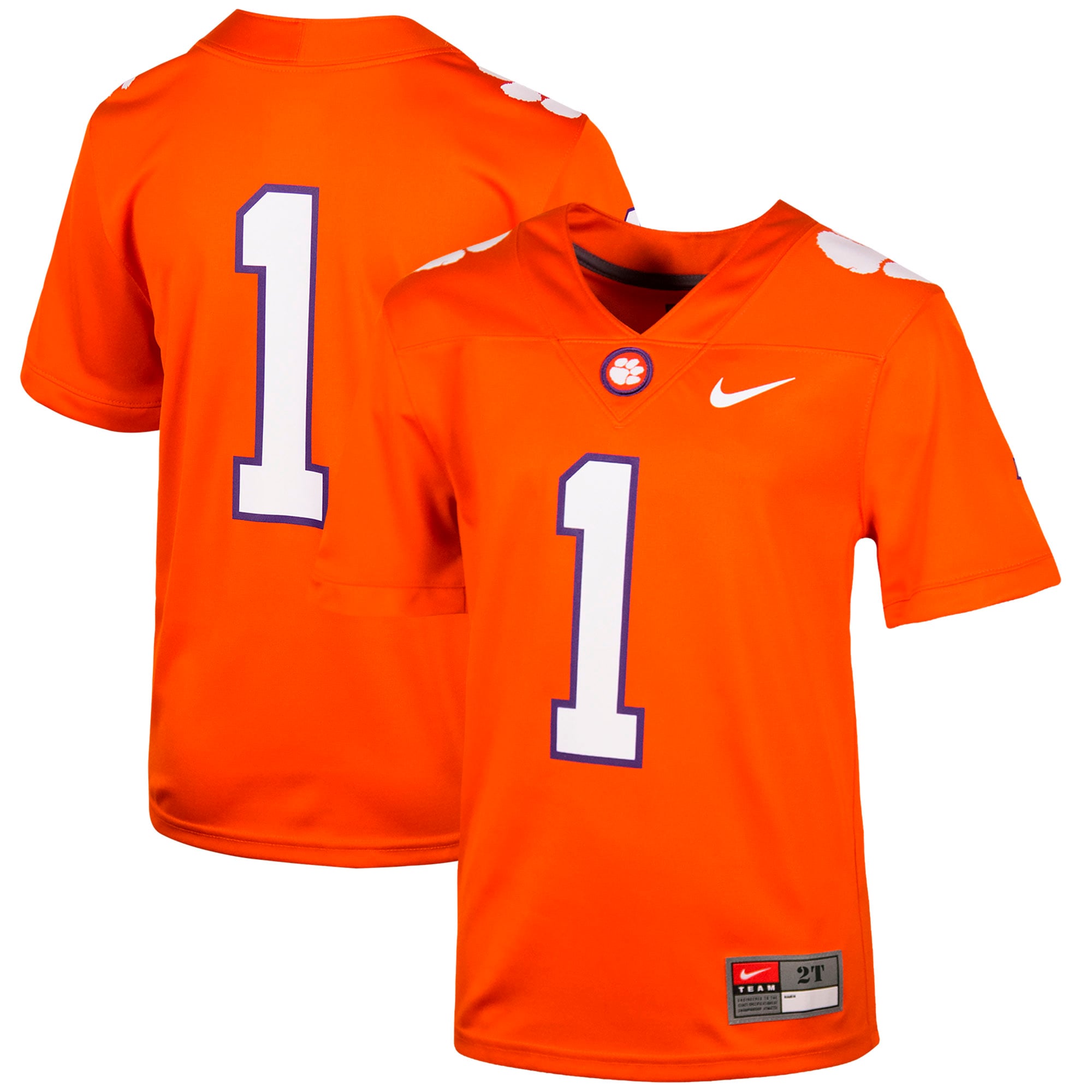 Toddler #1 Orange Clemson Tigers Football Jersey
