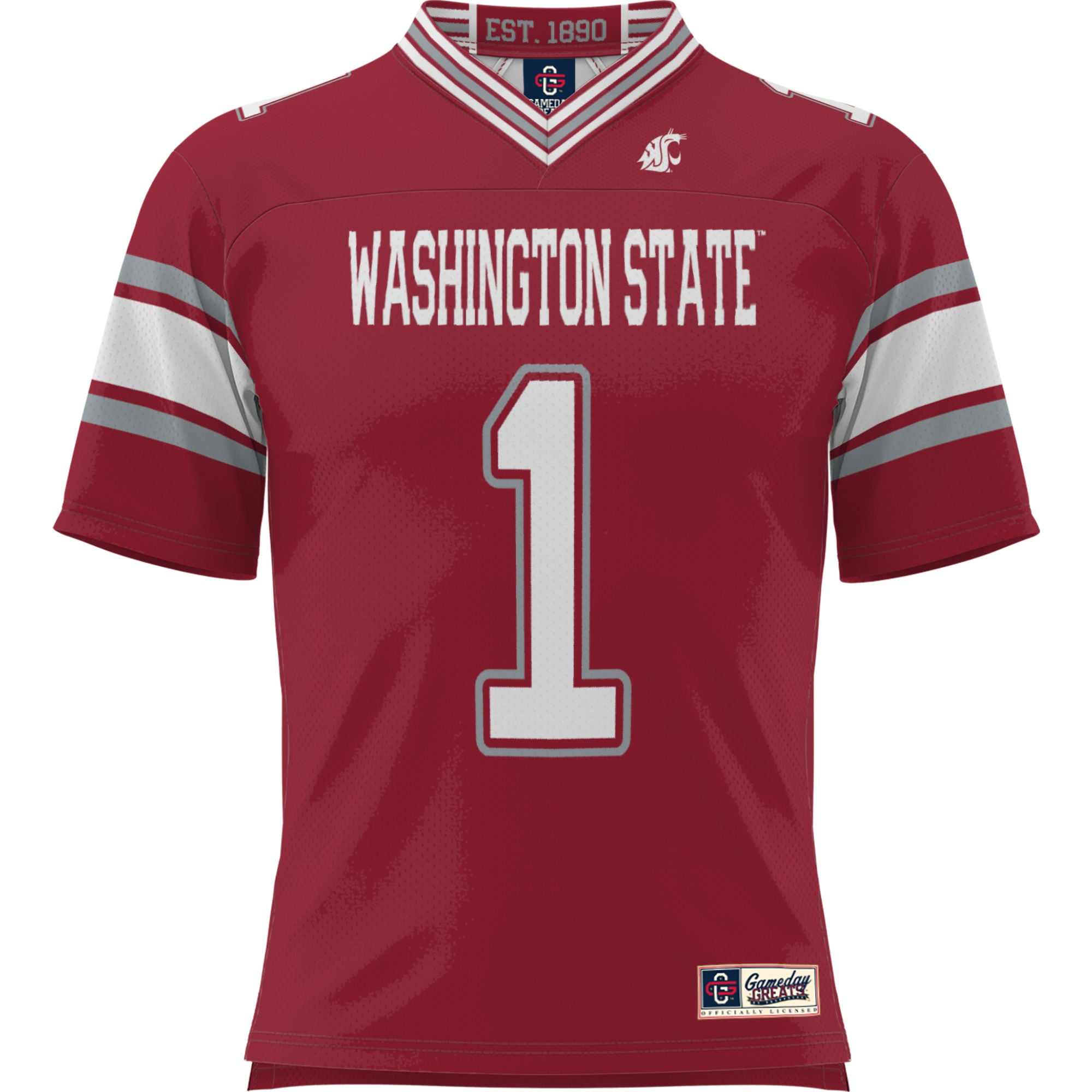 Men's #1 Crimson Washington State Cougars Football Jersey