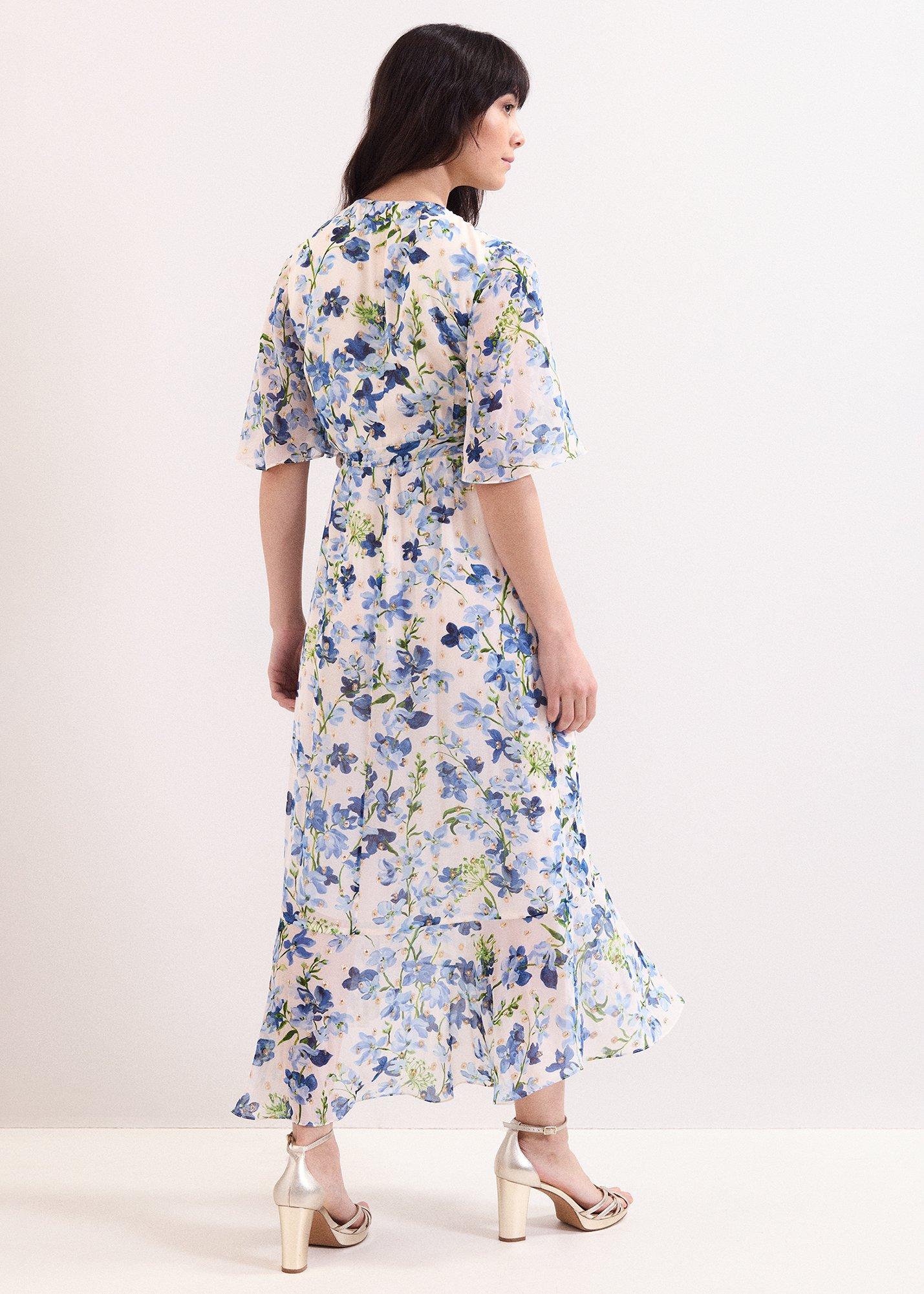 Petite Juliette Cream Floral Shimmer Midi Dress