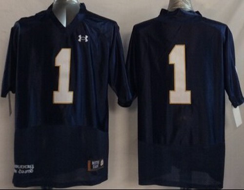 Men's Notre Dame ND Blue 2014 moisture wicking Greg Bryant #1 game
