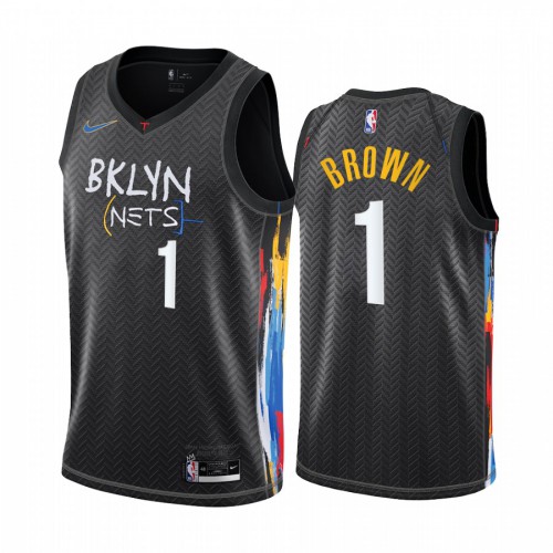 Nets #1 Bruce Brown High-Quality 2020 City NBA Jersey - Brown Swingman