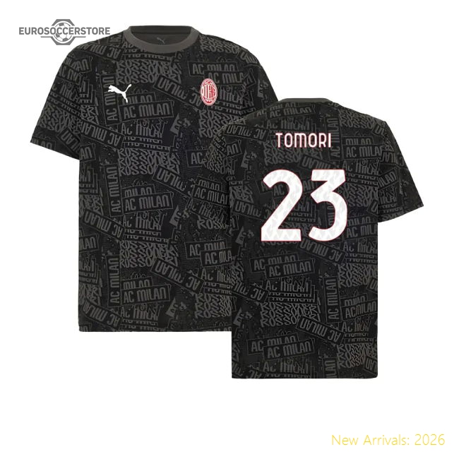 Popular 2025-2026 Ac Milan Ftblculture Tee Aop (Black) (Tomori 23)