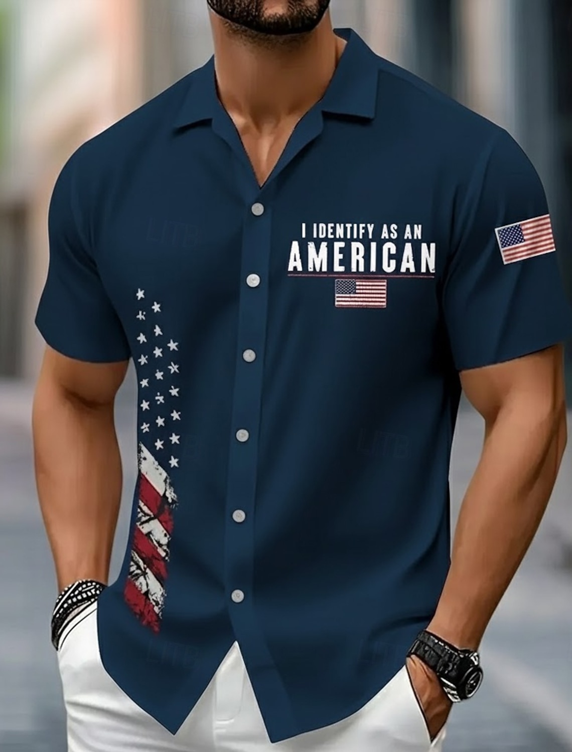 Independence Day Men's US Flag Patriotic Fourth of July Shirt Summer Shirt Button Up Shirt Short Sleeve Fashion Casual Outdoor Holiday Summer Spring Turndown 3D Print