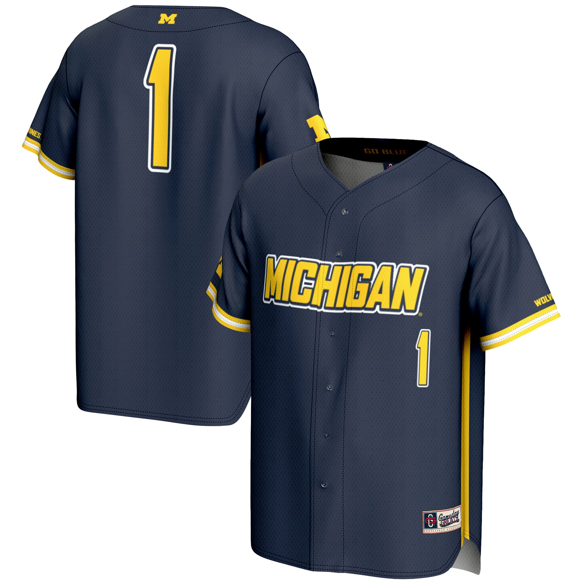 #1 Michigan Wolverines GameDay Greats Youth Lightweight Baseball Fashion Jersey - Navy