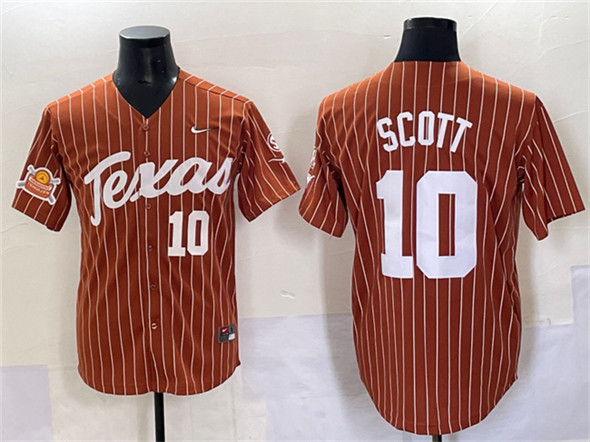 Men's UT TX Orange 2025 away jersey Mia Scott #10 durabl Jersey
