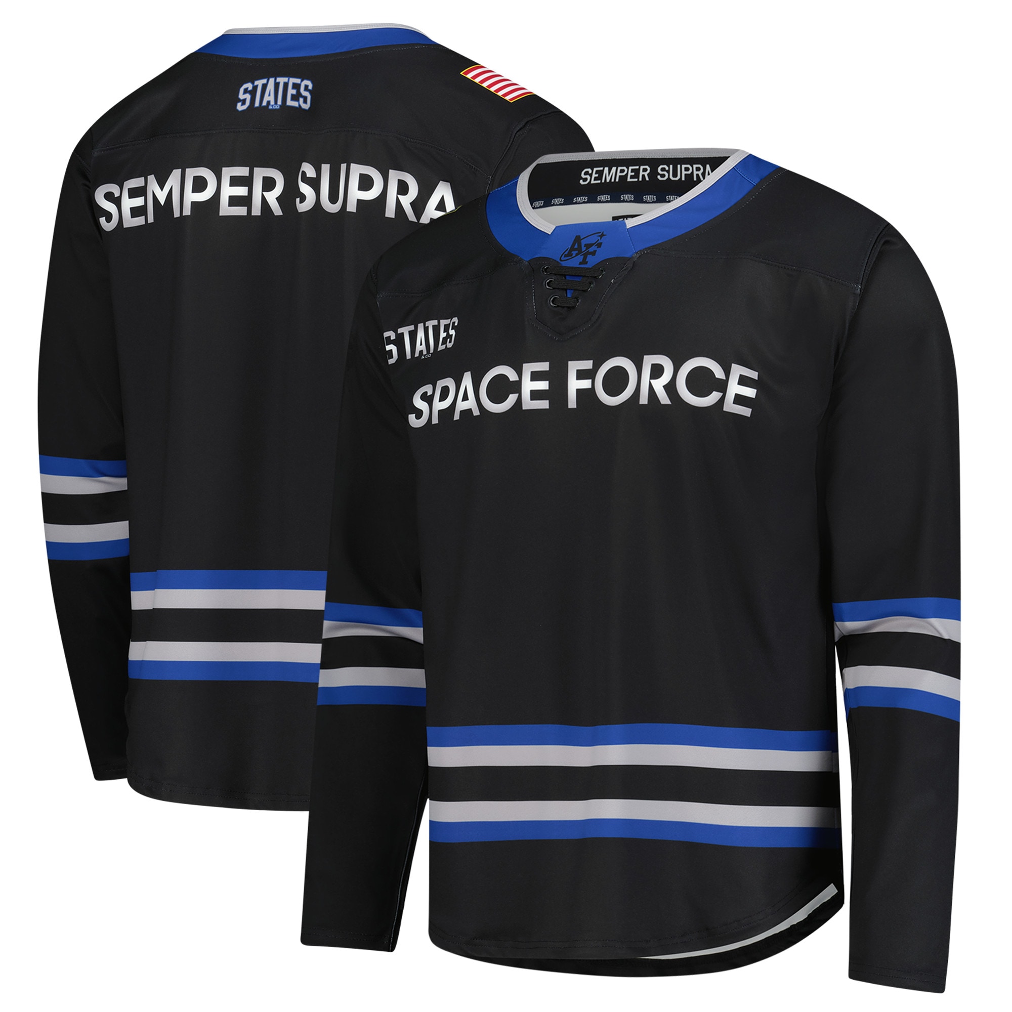 [NJP] Air Force Falcons Space Force Hockey Replica Jersey - Black