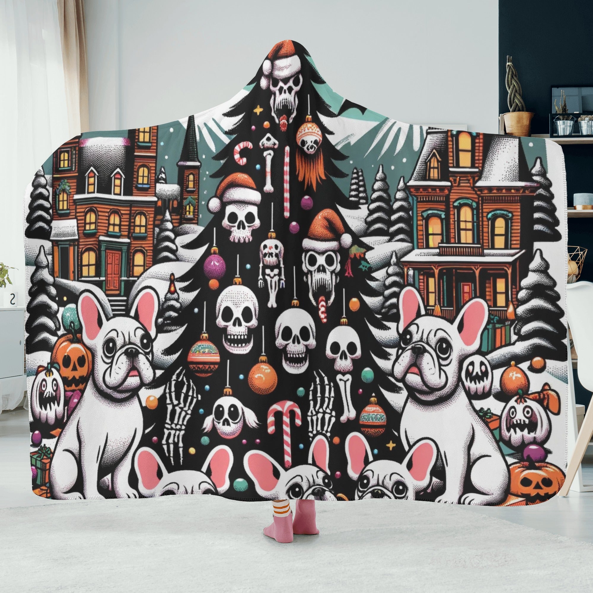 Trendy Cozy Finn - Hooded Blanket for French Bulldog Lovers Comfortable