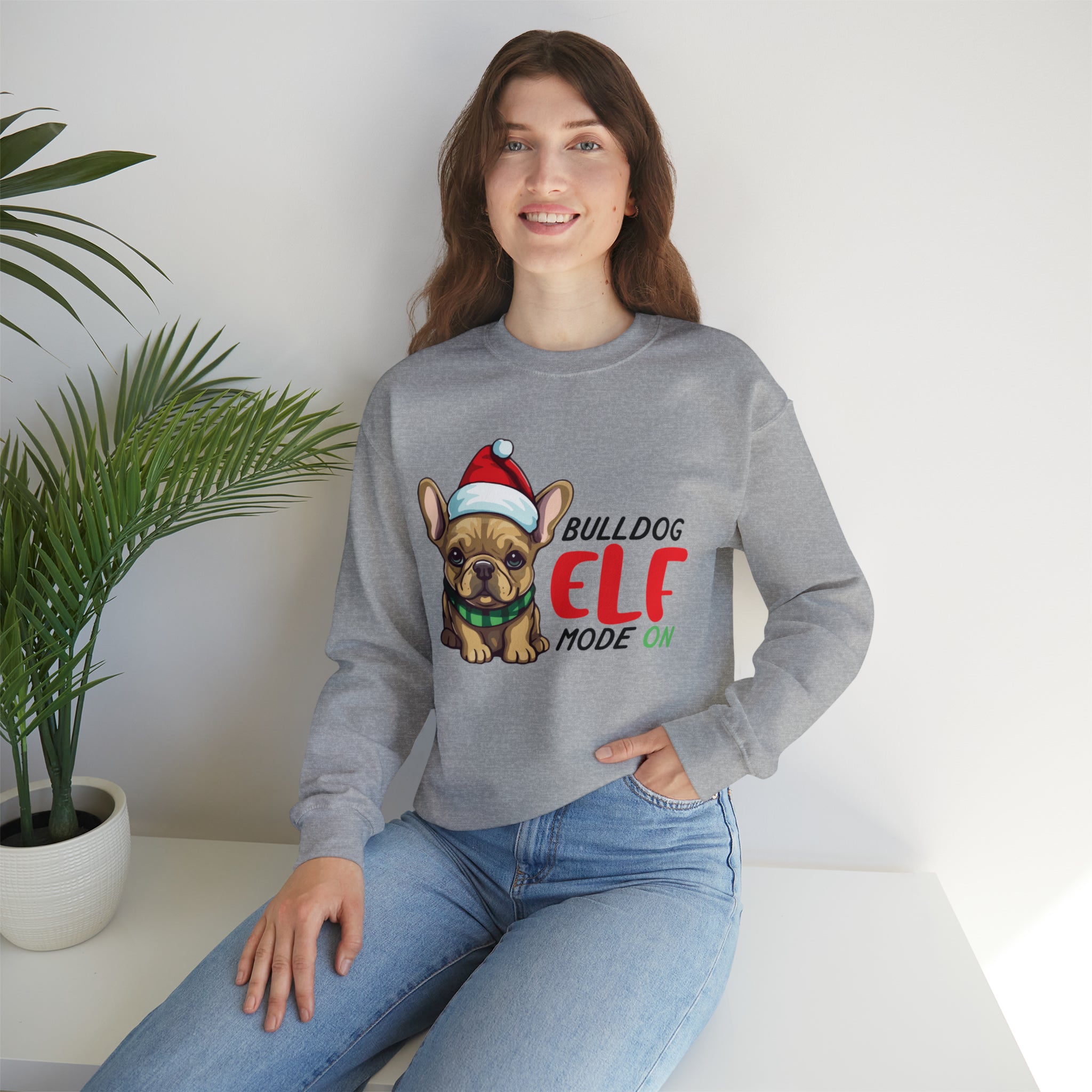 French Bulldog Elf Mode Sweater Unisex Sweatshirt Frenchie Pet Item