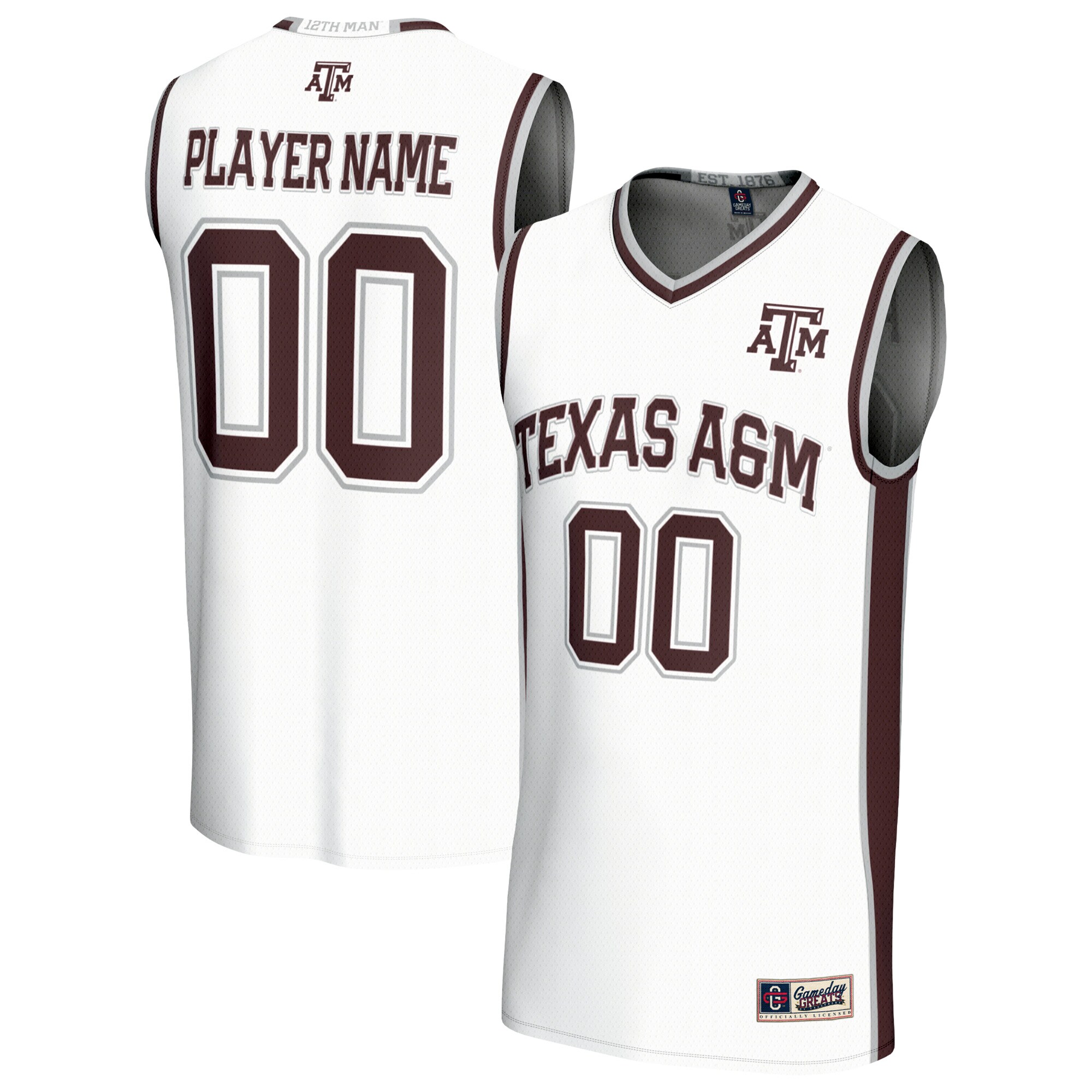 [DDG] Texas A&M Aggies GameDay Greats Unisex Lightweight Collegiate Men's Basketball NIL Pick-A-Player Fashion Jersey - White