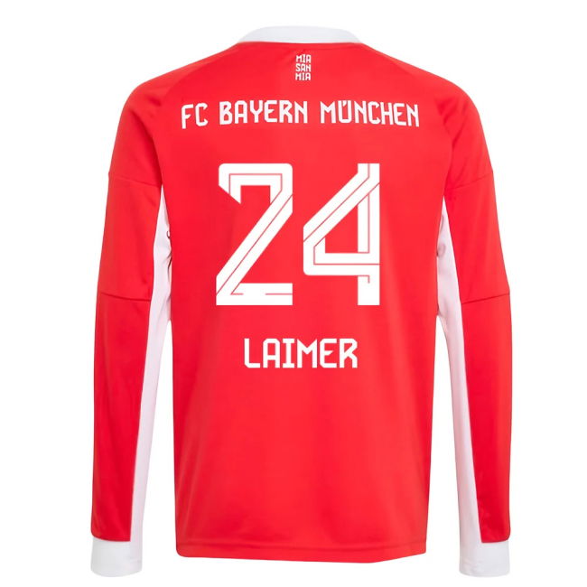 Bayern Bayern Munich Long Sleeve Home Shirt Kids Laimer #24 Top Ti...