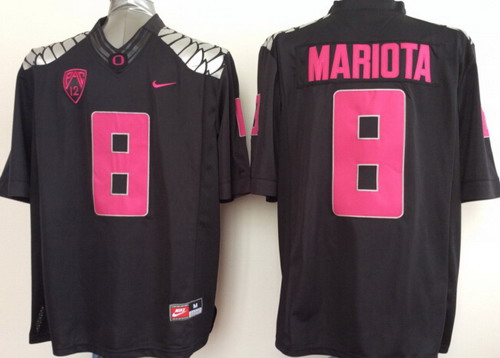 Men's None Black 2014 replica Marcus Mariota #8 comfortable Jersey