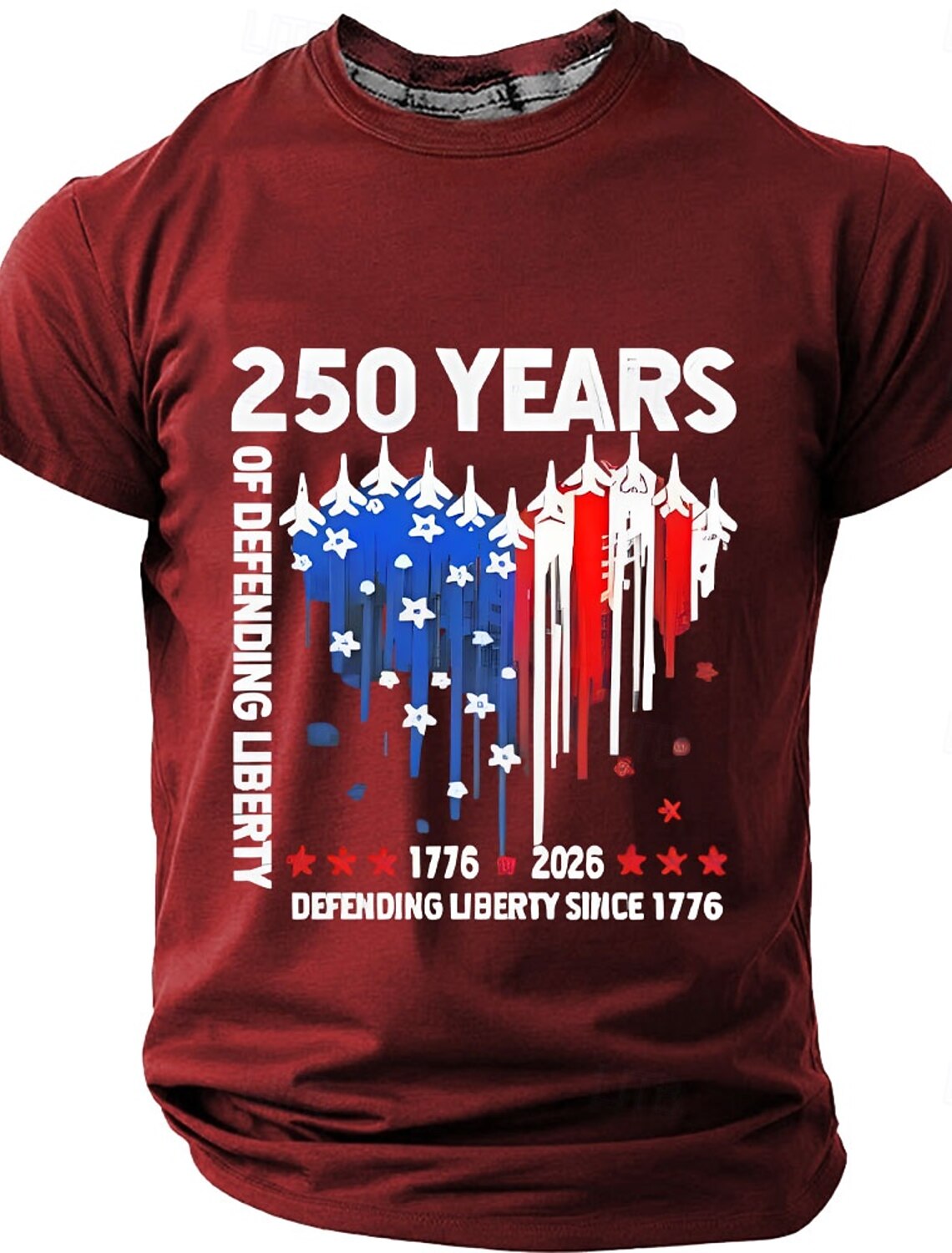4th of July 2026 250th Men's Solid Color American US Flag T Shirt Short Sleeve T shirt 3D Print Crew Neck Shirt Vintage Retro Patriotic Daily Festival Blue Black Burgundy Summer Spring Clothing
