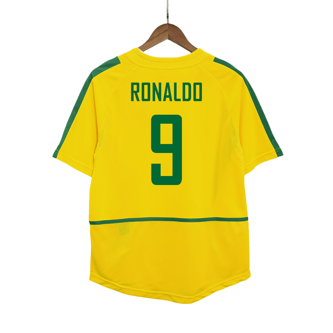Retro RONALDO #9 2002/03 Brazil Home  Soccer Jersey Authentic Kit