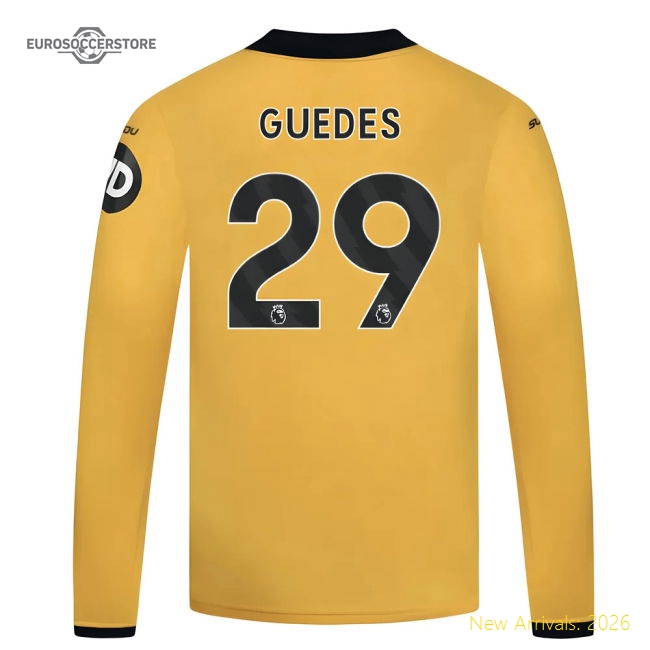2025-2026 Wolves Long Sleeve Home Shirt - Kids (Guedes 29)