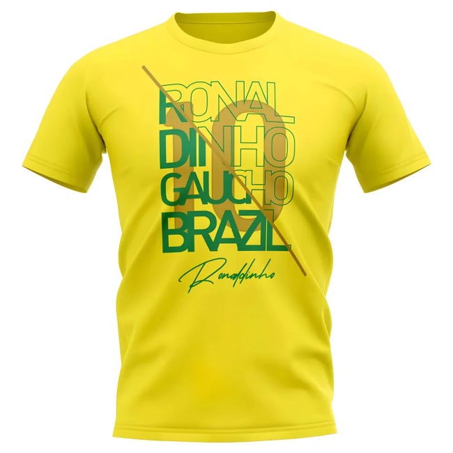 National Ronaldinho Brazil Graphic Signature T-Shirt (Yellow)