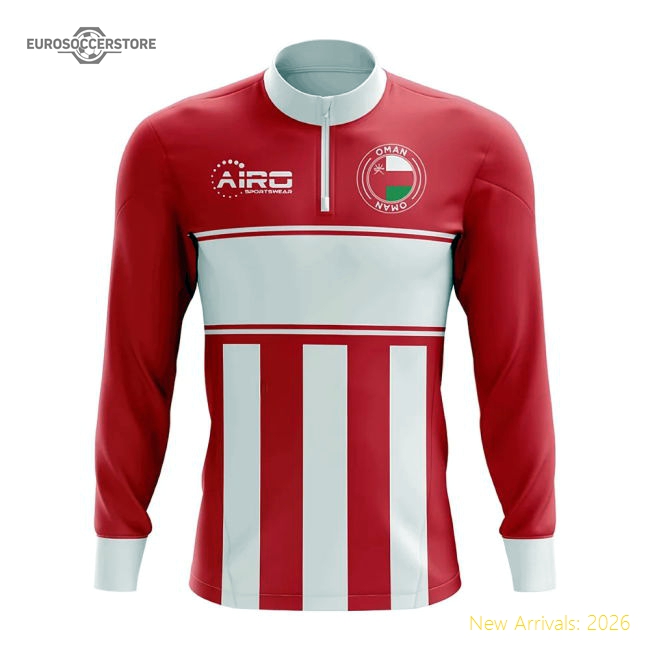 Premium-grade Oman Concept Football Half Zip Midlayer Top (red-white)